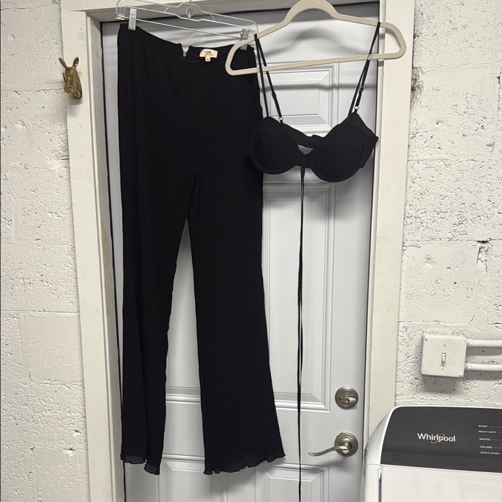 Camila Coelho Flare Pants and Bra SET - Size Medium - Black Tie Strap Top NWOT